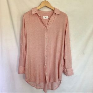 Onia Striped pink & white long sleeve shirt dress